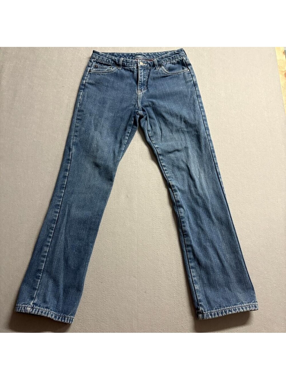 Dickies Flannel Lined Jeans Womens 6 Medium Wash Denim Straight Leg Red Plaid